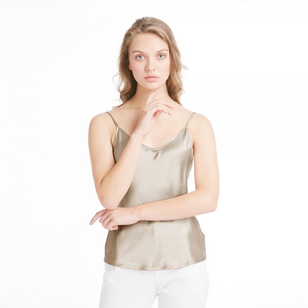 LilySilk Clearance Sale Silk Camisole Top Women 100 Real Pure Mulberry Charmeuse 19MM Taupe Basics Ladies Lingerie Vest