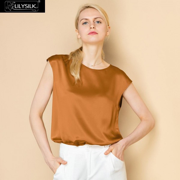 LilySilk Silk Tee Basic Cap Sleeves Women New Free Shipping