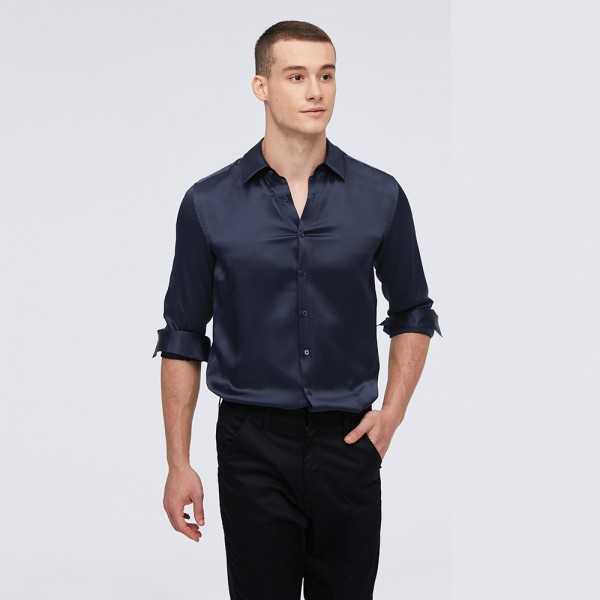 LilySilk Silk Basic Mens Shirt 22MM Mulberry Free Shipping