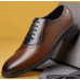 Men's leather shoes, business dress, tinted square-toed lace-up leather shoes, plus-size men's wedding leather shoes