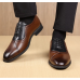 Men's leather shoes, business dress, tinted square-toed lace-up leather shoes, plus-size men's wedding leather shoes